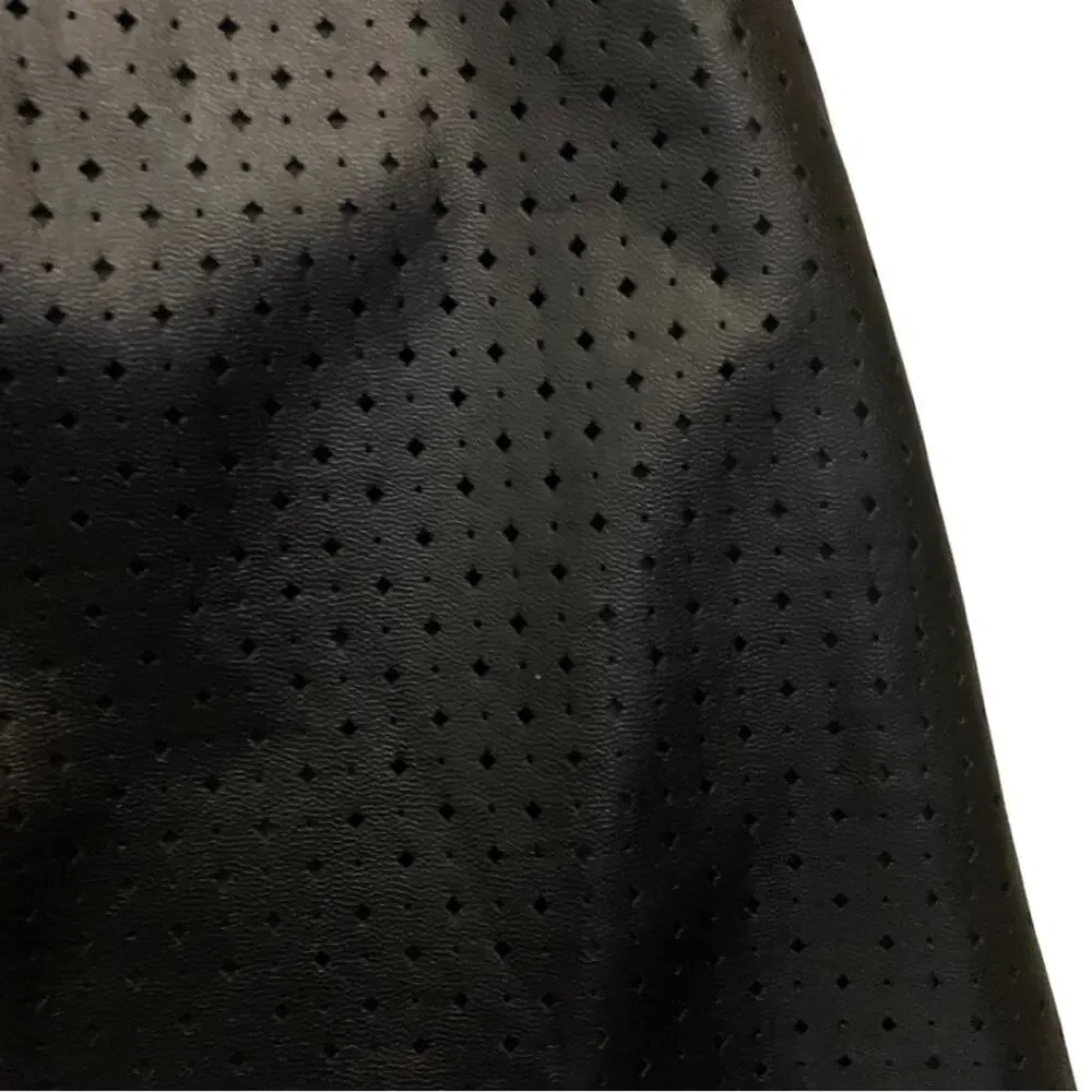 2/$30 Black Faux Leather Short Pleated Skirt Size 2P Petite Cutout High Waist